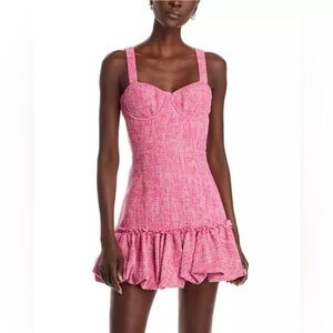 Aqua Tweed Bubble Hem Mini Dress